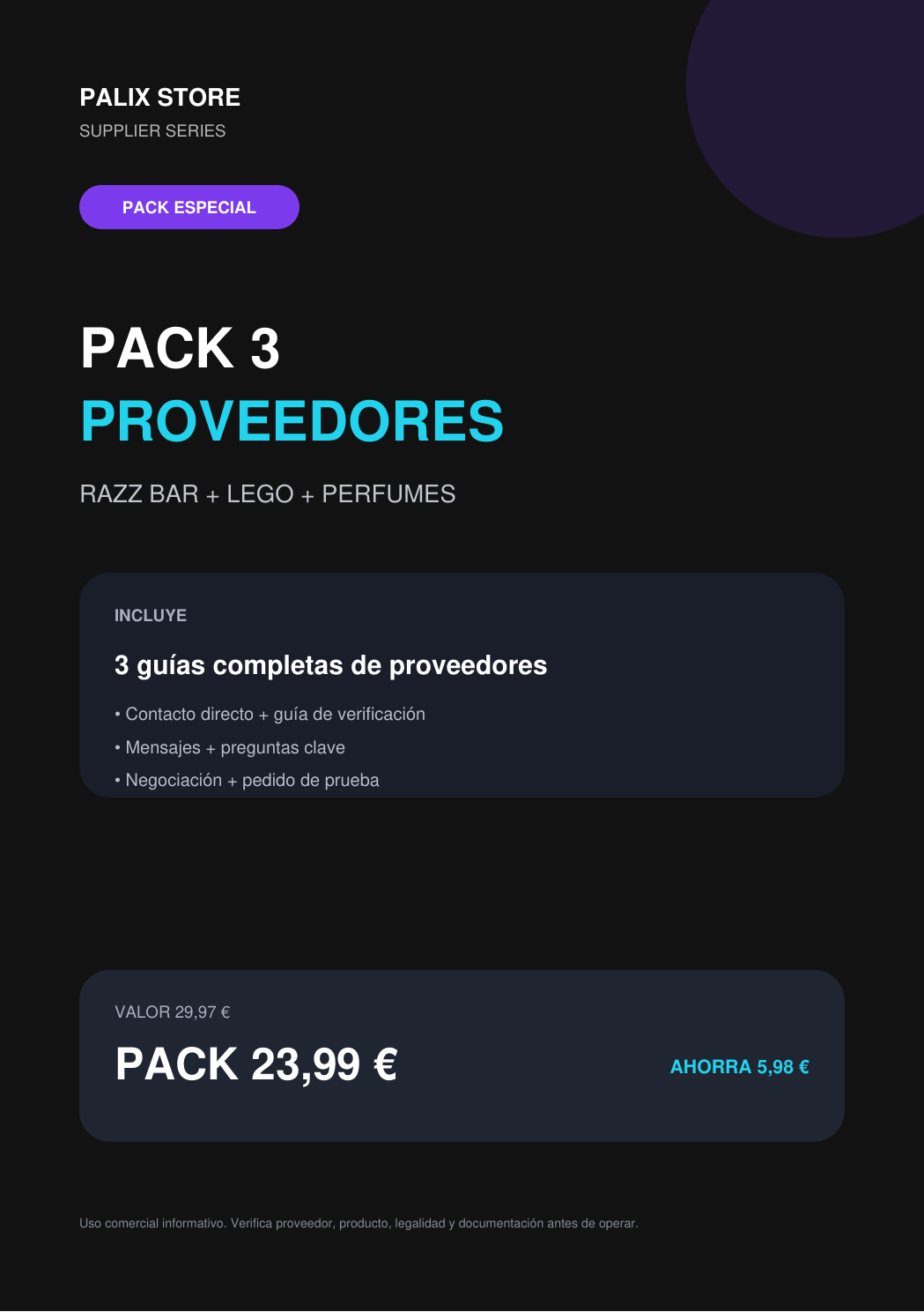 Pack 3 Proveedores - Palix Store