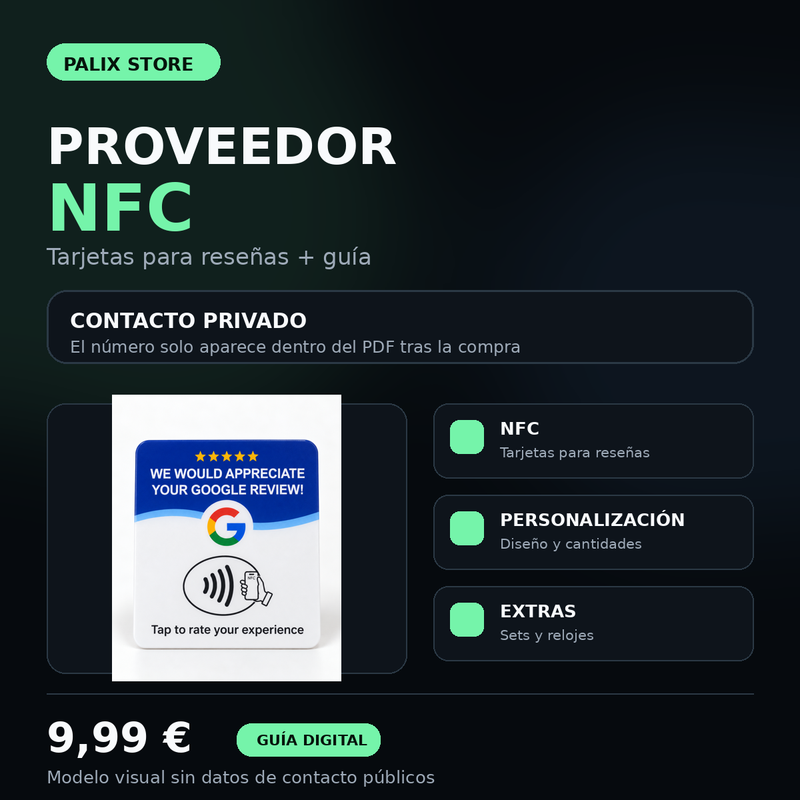 Proveedor NFC | Tarjetas para reseñas + Guía